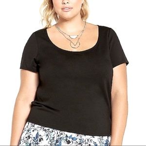 Torrid Fitted Black Ponte Keyhole Shirt